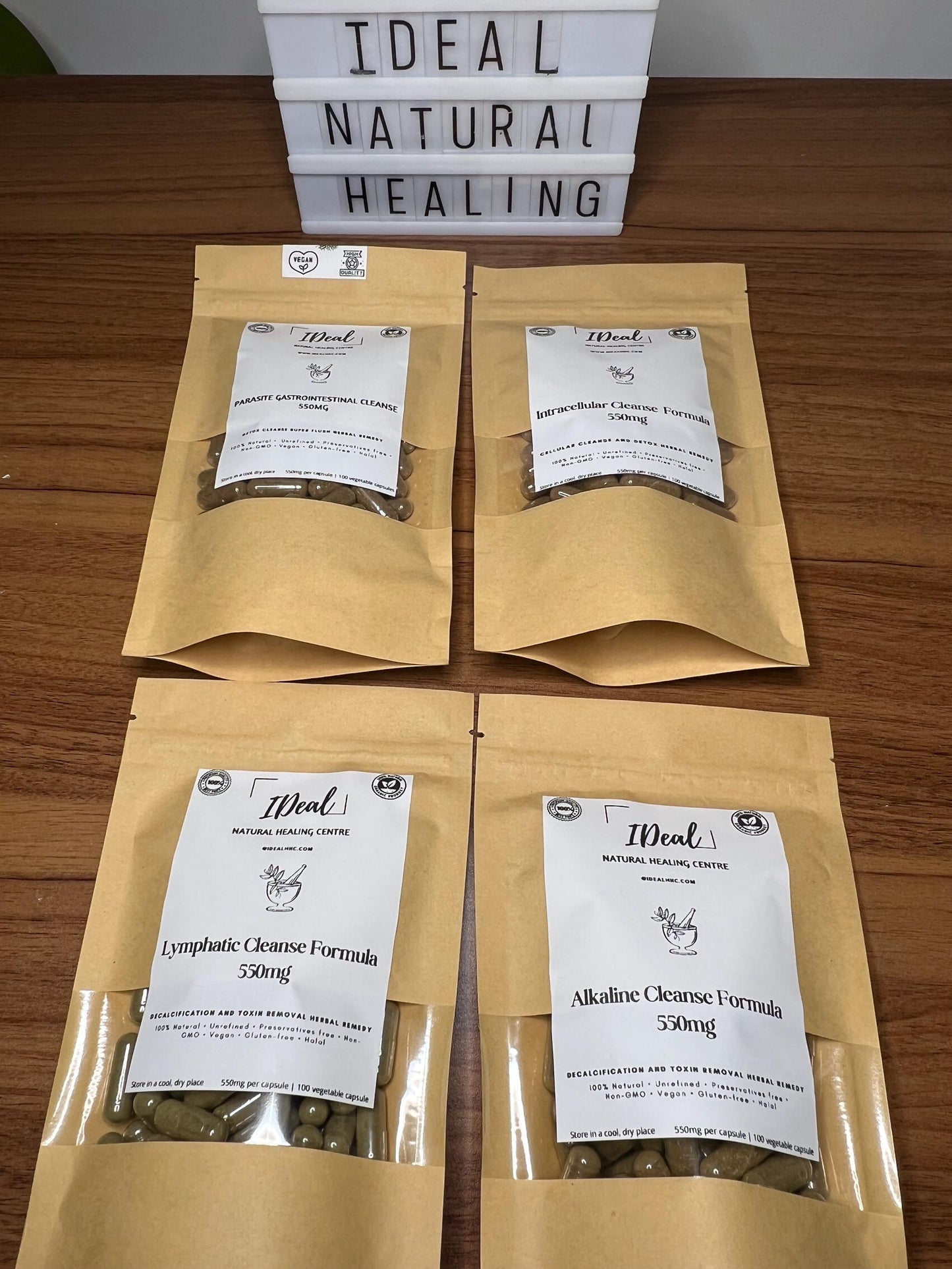 Ideal detoxification cleanse 4 package -100% natural-vegan-alkaline-wild crafted herbs-preservatives free