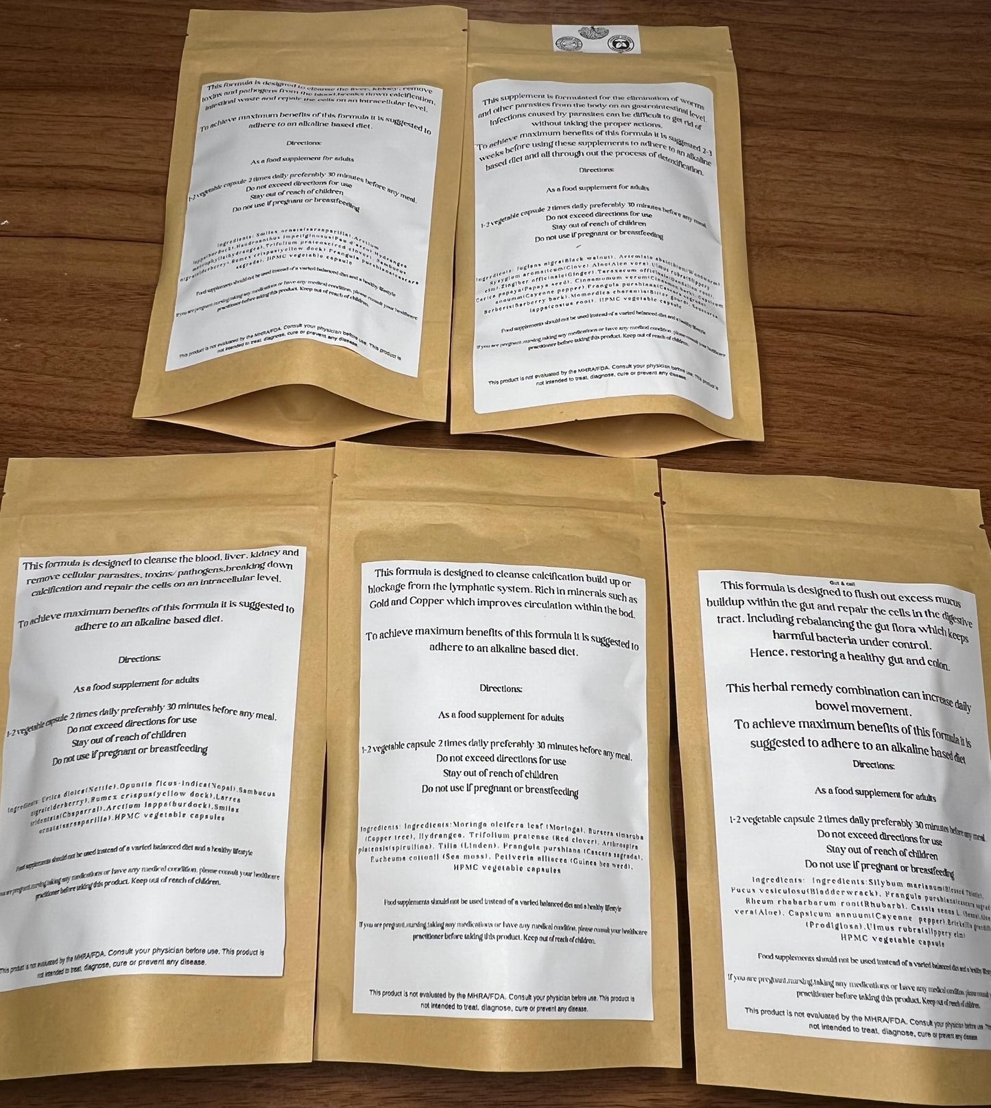 Ideal detoxification cleanse 5 package -100% natural-vegan-alkaline-wild crafted herbs-preservatives free