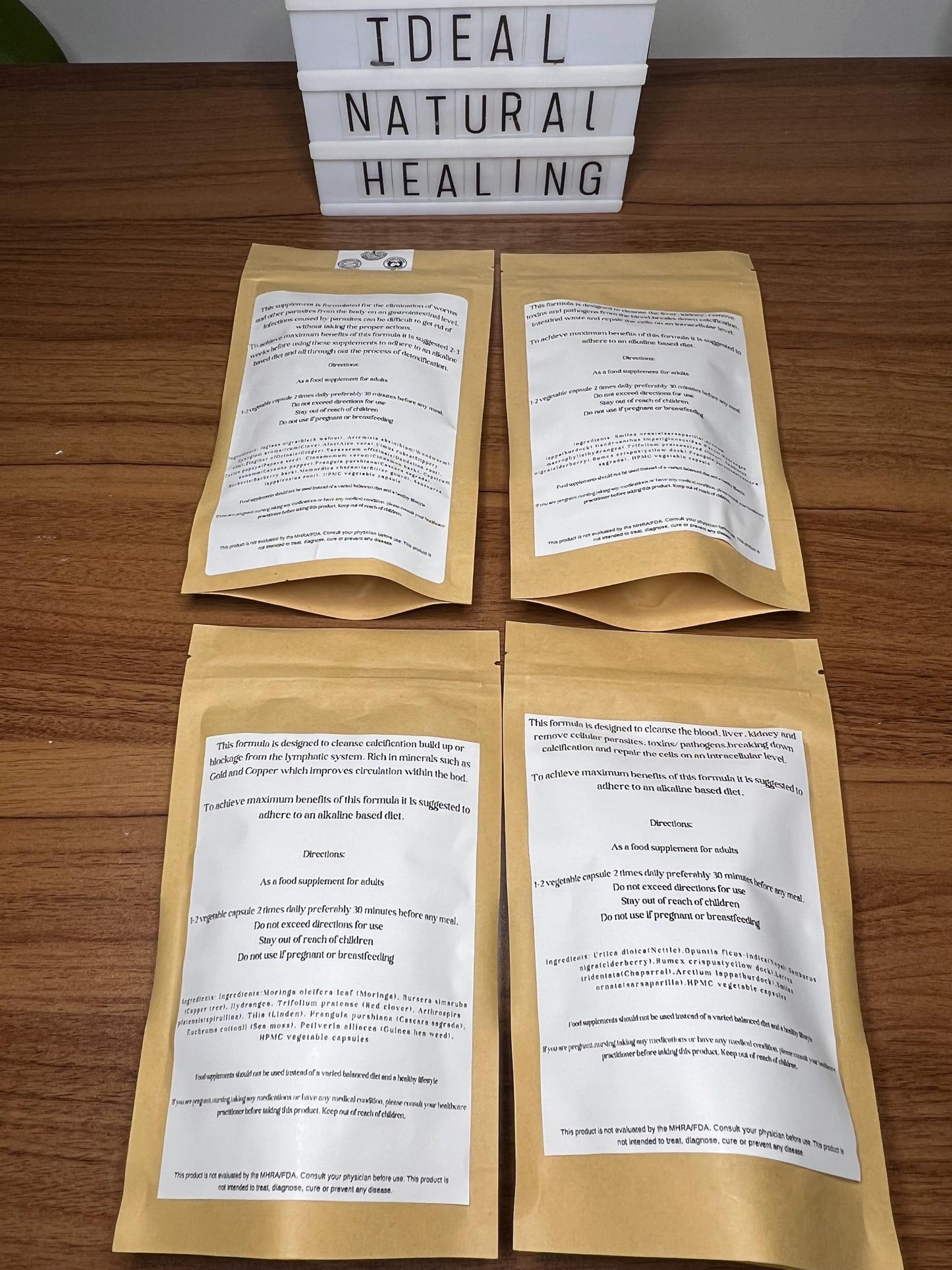 Ideal detoxification cleanse 4 package -100% natural-vegan-alkaline-wild crafted herbs-preservatives free