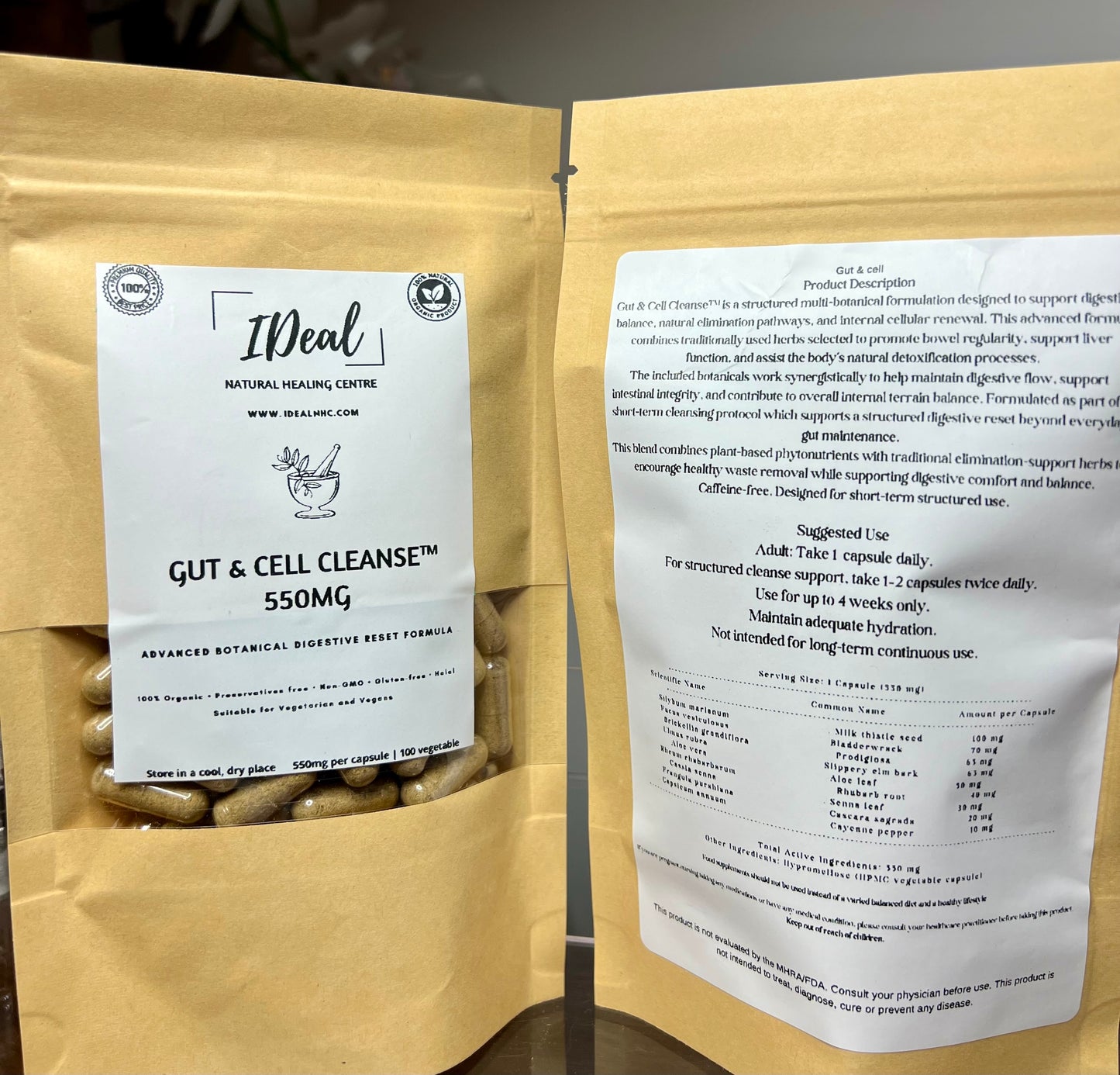 Gut and Cell cleanse herbal capsules 100% natural and organic