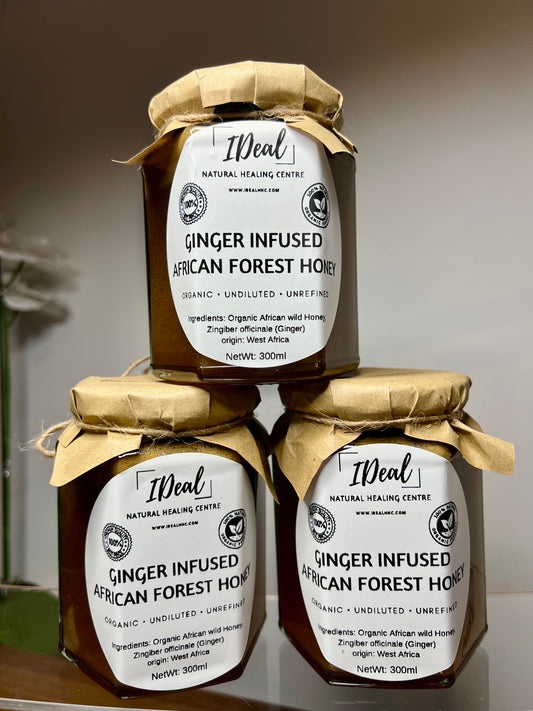 Ginger Infused Wild African Forest Honey-Raw, Unrefined 100-% Organic