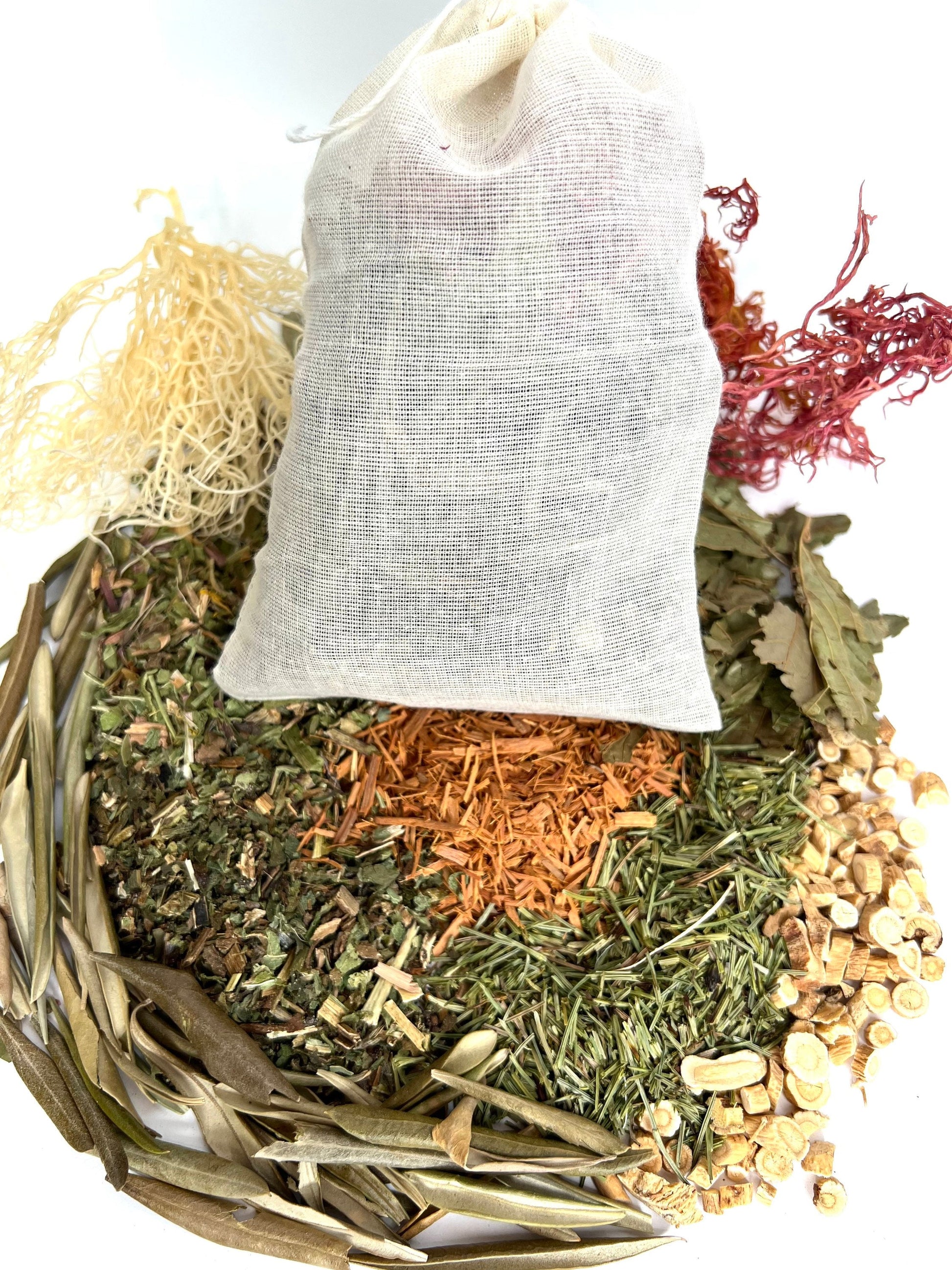 IDeal natural herbal bath for Eczema,dermatitis,Psoriasis,Skin Allergies,dry itchy inflammed skin-100%Organic Herbal Body Tea-50g/Muslin bag