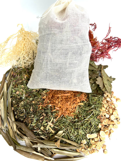 IDeal natural herbal bath for Eczema,dermatitis,Psoriasis,Skin Allergies,dry itchy inflammed skin-100%Organic Herbal Body Tea-50g/Muslin bag