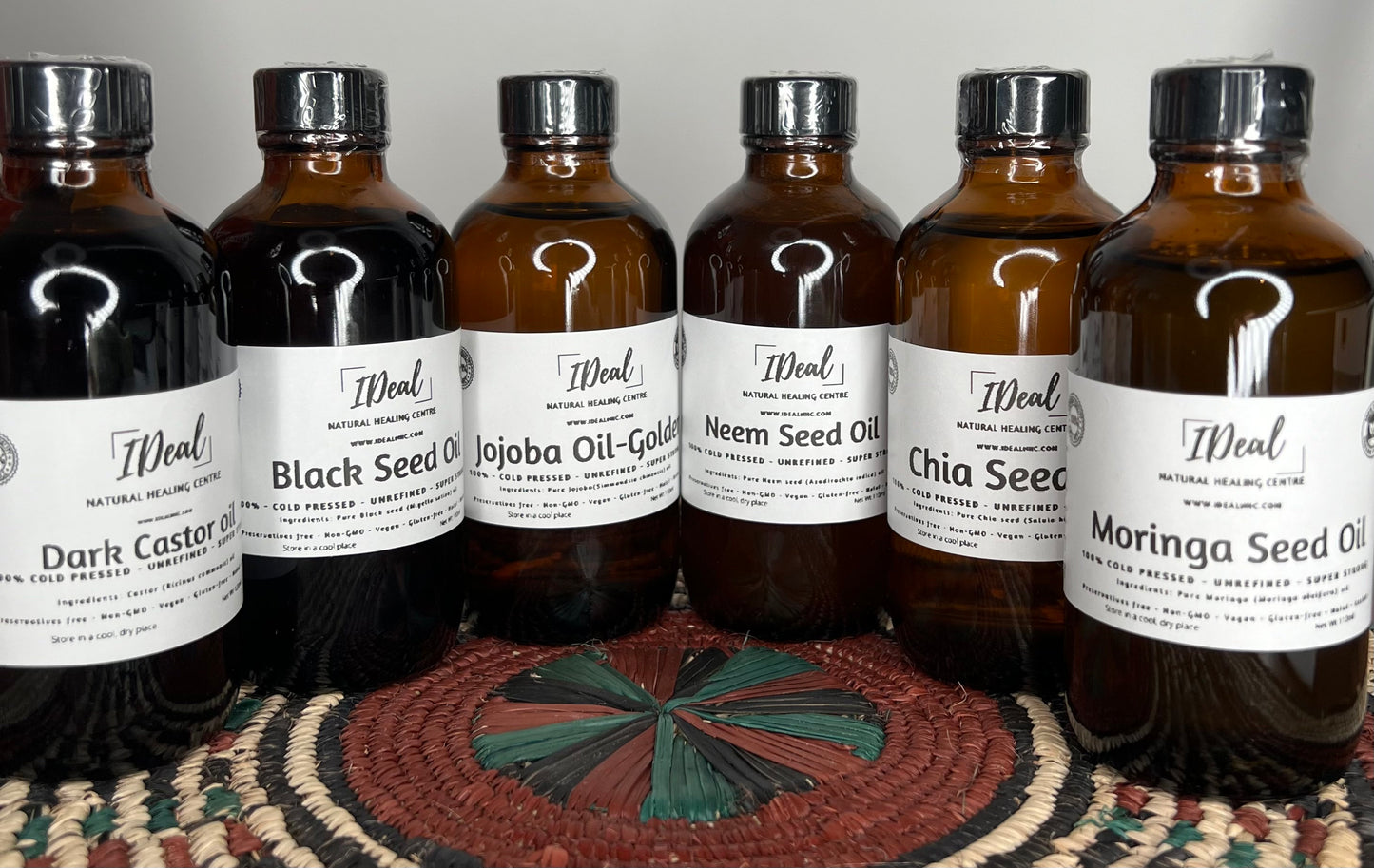 Unrefined pure cold pressed oils from Kenya Moringa seed oil, dark castor seed oil, neem seed oil,jojoba golden oil, black seed oil- 110ml