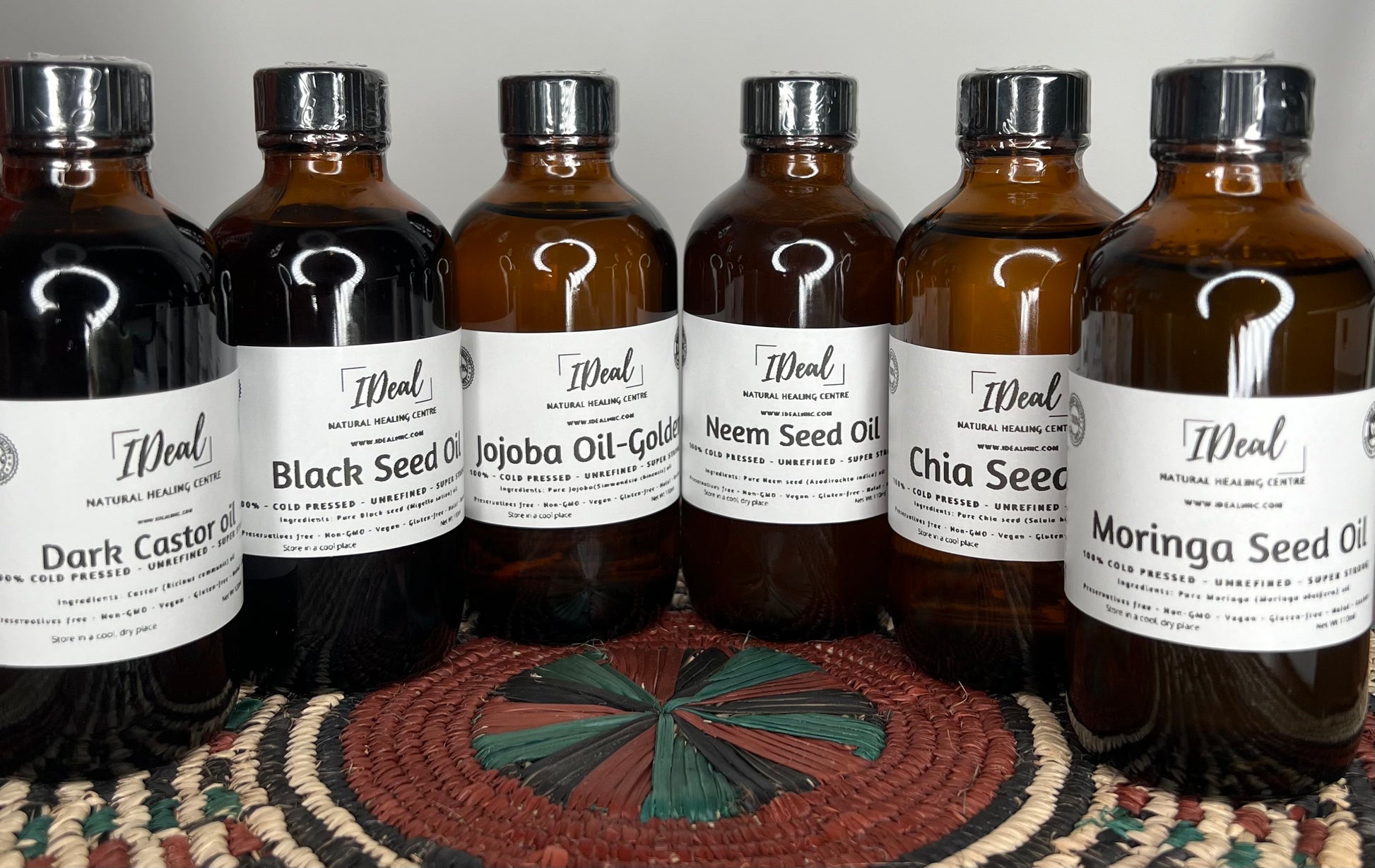 Unrefined pure cold pressed oils from Kenya Moringa seed oil, dark castor seed oil, neem seed oil,jojoba golden oil, black seed oil- 110ml