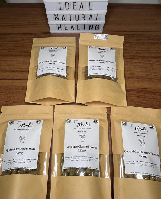Ideal detoxification cleanse 5 package -100% natural-vegan-alkaline-wild crafted herbs-preservatives free
